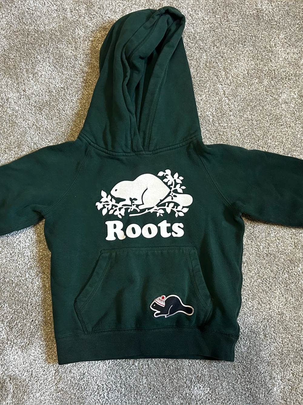Roots Kids Forest Green Beaver Logo Hoodie | Size 5–6 Years - Picture 2 of 7